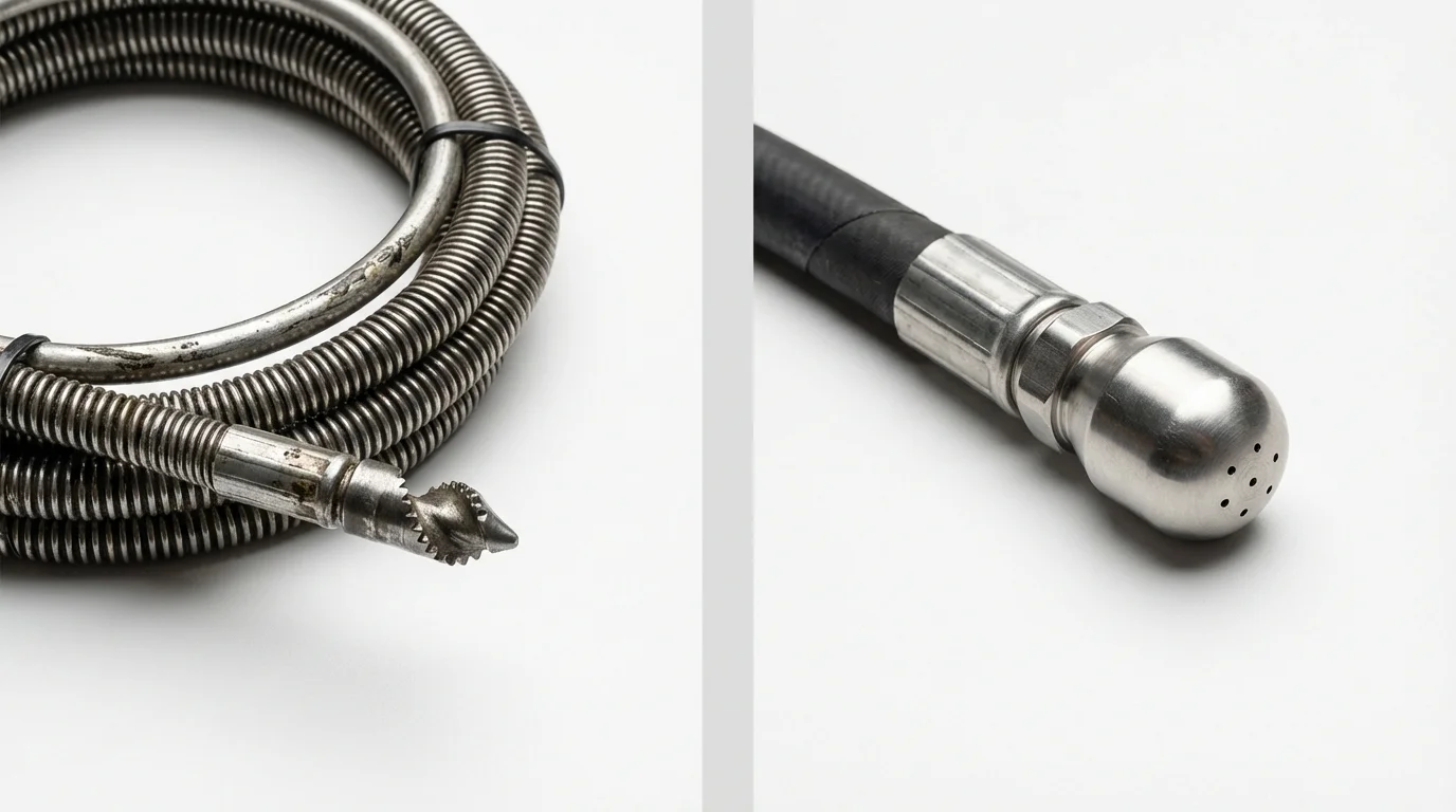 Drain snake cable and hydro jetting nozzle used for drain cleaning in Toa Baja, PR