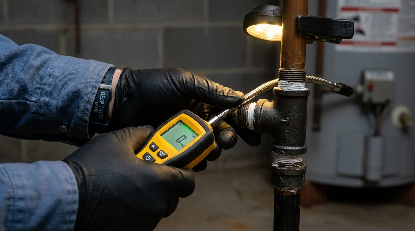 Gas leak detection with electronic sniffer by Johns Plumbing LLC in Toa Baja